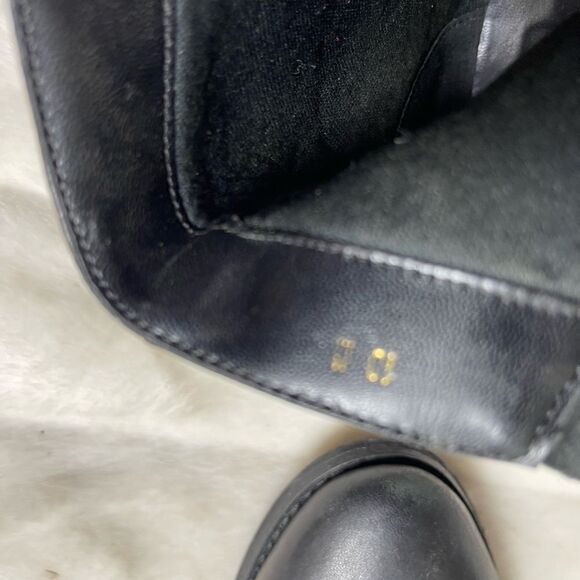 Vaneli Leather black ankle boots with side silver tone studs & side zipper SZ10 - Picture 5 of 9